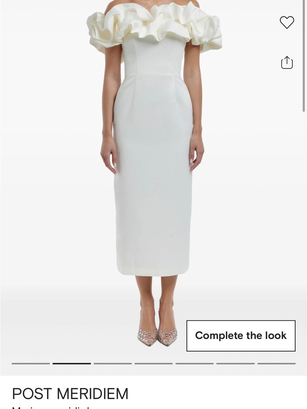 Off-Shoulder Ruffle Midi Dress in Ivory